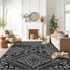 Rugshop Boho Black Tribal Area Rug– Modern Indoor Carpet for Living Room, Bedroom, or Entryway – Non-Shedding, Low Pile Geometric Design 7' 10" x 10'