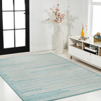 JONATHAN Y Khalil Modern Berber Stripe Turquoise/Cream Indoor Area Rug, 5x8, Contemporary, Bohemian, Easy-Cleaning for Living Room, Bedroom, Kitchen, Pet Friendly, Non-Shedding (MOH207D-5)