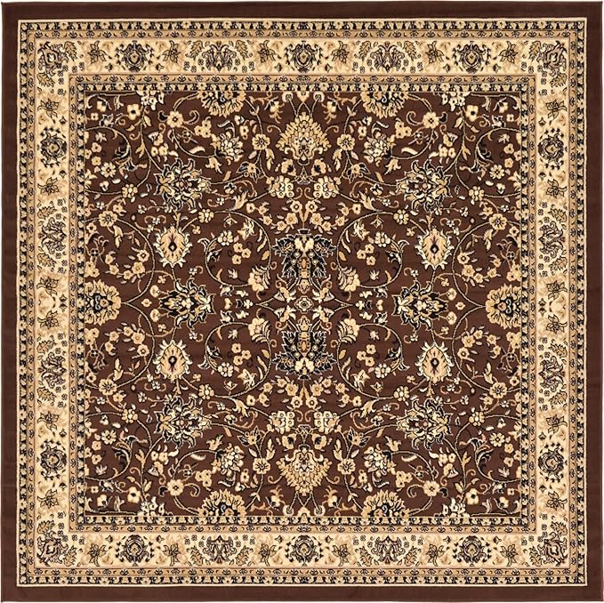 Unique Loom Sialk Hill Collection Area Rug - Washington (7' 10" Square Brown/Black)