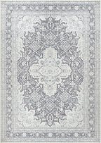 Bloom Rugs Washable Non-Slip 8' x 10' Rug - Charcoal Blue Traditional Medallion Area Rug for Living Room, Bedroom, Dining Room, and Kitchen - Exact Size: 8' x 10'