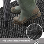 BEQHAUSE Dirt Trapper Door Mat 32" x 48", Non-Slip Washable Doormats Entrance Mat, Dirt Resistant and Absorbent Welcome Mat, Low Profile Floor Mats for Front Back Door and Entryway, Black