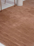 Hand Knotted Loom Wool ECO-Friendly Area Rugs - 4'x6', Rectangle, Light Brown Color, Solid Plain Design, High Pile Thick Handmade Anti Skid Rugs for Living Room (L00111)