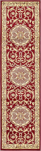 Unique Loom Versailles Collection Traditional Classic Medallion Floral Motif Area Rug (2' 7 x 10' 0 Runner, Burgundy/ Ivory)