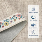 GarveeHome Washable Rugs for Living Rom 8 x 10 Large Area Rug Farmhouse Floral Bordered Bedroom Carpet Indoor Non-Slip Nursery Mat Soft Non Shedding Stain Resistant Carpet for Dining Room, Light Camel