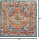Unique Loom Isabella Collection Area Rug - Rossellini (5' 1" Square, Rust Red/ Beige)