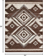 YHSF South West Native American Rug Ritz – Native Tribal American Indian Inspired Rug - Living Room, Bedroom, Hallway, Entryway & High-Traffic Area Rugs - Washable - Soft - Espresso, 2 Feet x 3 Feet