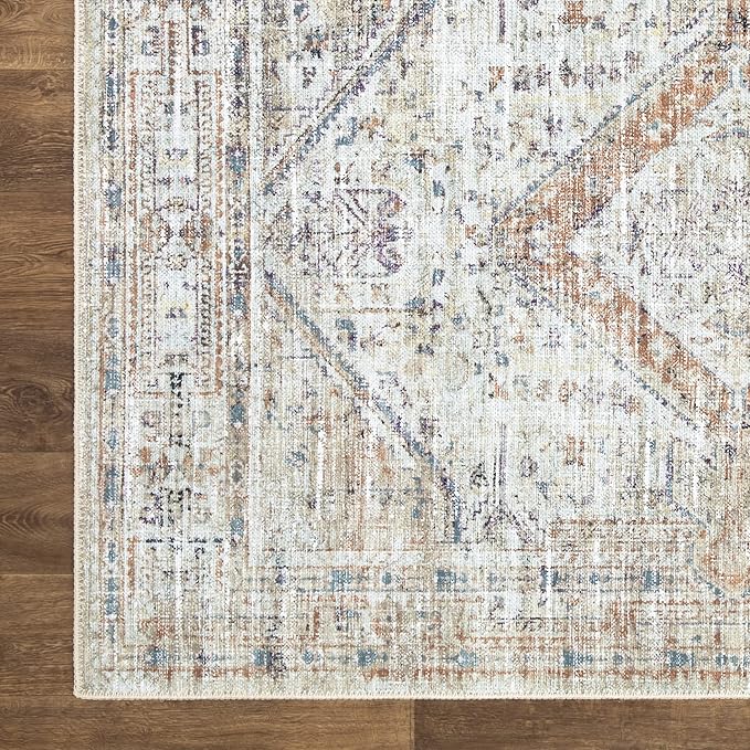 Bloom Rugs Washable Non-Slip 2' x 3' Rug - Peach/Beige Traditional Oriental Area Rug for Living Room, Bedroom, Dining Room, and Kitchen - Exact Size: 2' x 3'