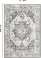 XWZO Entryway Area Rug 2x3ft — Soft Vintage Low Pile Non-Slip Backing Door Floor Mat for Bedroom Bathroom Kitchen Laundry, Spill Resistant Washable Small Indoor Carpet for Doorway & Entrance, Grey