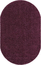 Unique Loom Solid Shag Collection Area Rug (5' 1" x 8' Oval, Eggplant Purple)
