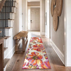 Rugshop Multi Bright Flowers Non Slip Non-Shedding Runner Rug for Hallway, Kitchen and Laundry Room, 2'7" x 8'
