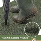 BEQHAUSE Dirt Trapper Door Mat 17" x 30", Non-Slip Doormats (Rolled-Up NO Creases) Washable Entryway Rug, Dirt Resist and Absorbent Welcome Mat, Low Profile Floor Mats for Front Back Door, Green