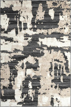 Abani Terra Cream Area Rug for Living Room, Bedroom - Black Abstract Pattern - 6' x 9' - Durable & Easy to Clean