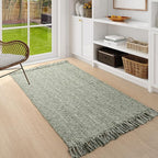 Collive Washable Area Rug 3' x 5', Modern Woven Kitchen Rugs, Olive Green/Cream Braided Cotton Rug Indoor Door Mat Throw Carpet for Entryway Living Room Nursery Mudroom Laundry Room