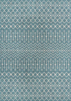 Unique Loom Outdoor Trellis Collection Area Rug - Tribal Trellis (10' x 14' 1" Rectangle, Teal/ Ivory)