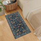 DUKINO 2x4 Rug for Hallway, Washable Kitchen Runner Rug with Non Slip Backing, Soft Low Pile Vintage Animal Runner for Bedroom, Kitchen, Hallway, Entryway, Laundry, Navy Blue