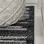 JONATHAN Y Khalil Modern Berber Stripe Black/Cream Runner Rug, 2x8, Contemporary, Bohemian, Easy-Cleaning for Living Room, Bedroom, Kitchen, Pet Friendly, Non-Shedding (MOH207F-28)