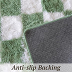 8x10 Area Rugs for Living Room Bedroom, Soft Fluffy Shaggy Bedside Rug, Indoor Floor Carpet for Kids Playroom, Dorms, Nursery Rooms, Home Decor (Green & White 8'x10')