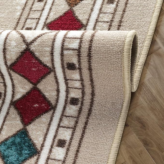 Antep Rugs Alfombras Modern Bordered 8x10 Non-Skid (Non-Slip) Low Profile Pile Rubber Backing Indoor Area Rugs (Beige, 7'10" x 10')