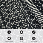 Rugshop Boho Black and White Tribal Area Rug – Geometric Diamond and Stripe Pattern Carpet for Living Room, Bedroom, or Entryway – Soft Modern Bohemian Floor Décor 7' 10" x 10' Black