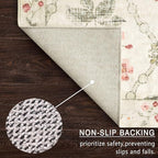 vivorug 5x7 Area Rugs - Ultra-Thin Washable Rug with Non-Slip Backing, Ideal for Living Room, Bedroom, Kitchen Floor Carpet - Modern Pink Floral, Easy Clean, Durable, Low Pile