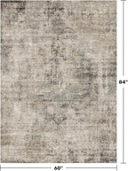 5x7 Earthy Rug for Living Room, Vintage Unique Area Rug for Bedroom Under Bed, Dining Room, Washable Non Slip Brown Gray Taupe Décor