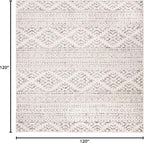 SAFAVIEH Tulum Collection Area Rug - 10' Square, Ivory & Grey, Moroccan Boho Tribal Design, Non-Shedding & Easy to Clean, Ideal for Living Room, Bedroom, Dining Space (TUL272A)