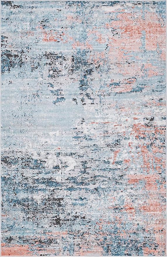 Rugs.com Leipzig Collection Area Rug – 5X8 Multi Low-Pile Rug Perfect for Bedrooms, Dining Rooms, Living Rooms