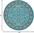 Unique Loom Sialk Hill Collection Area Rug - Washington (8' Round Turquoise/Black)