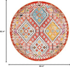 SAFAVIEH Madison Collection 6'7" Round Rust/Pink MAD418Q Boho Diamond Distressed Non-Shedding Entryway Foyer Living Room Bedroom Kitchen Area Rug