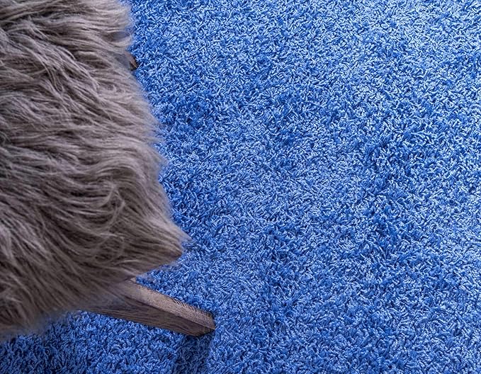 Unique Loom Solid Shag Collection Area Rug (8' Round, Periwinkle Blue)