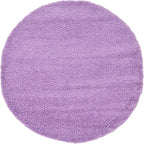 Unique Loom Solid Shag Collection Area Rug (6' 1" Round, Lilac)