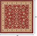 Unique Loom Sialk Hill Collection Area Rug - Washington (7' 10" Square Burgundy/Cream)
