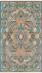 Unique Loom Narenj Collection Classic Traditional Medallion Textured Design Area Rug, 5 x 8 ft, Blue/Tan