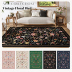 Vintage Medallion Floral Round Rug 4ft, Washable Circle Area Rug, Non-Slip Soft Low Pile Circular Carpet for Bedroom, Living Room, Dining Room, Entryway, Office, Kids, Bathroom | Black