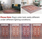 Keen Home Design 9x12 Rug - Machine Washable Area Rug with Non-Slip Backing, Ideal for Living Room, Dining Room, Bedroom - Vintage, Easy Clean, Durable, Low Pile Rug - (9' x 12')