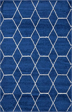 Unique Loom Trellis Frieze Collection Area Rug - Geometric (4' 1" x 6' 1", Navy Blue/ Ivory)