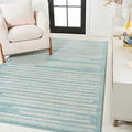 JONATHAN Y Khalil Modern Berber Stripe Turquoise/Cream Indoor Area Rug, 4x6, Contemporary, Bohemian, Easy-Cleaning for Living Room, Bedroom, Kitchen, Pet Friendly, Non-Shedding (MOH207D-4)