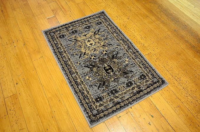 Unique Loom Taftan Collection Border Geometric Tribal Inspired Design Area Rug (2' 2 x 3' 0 Rectangular, Gray/ Black)