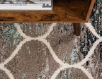 Rugs.com Lattice Frieze Collection Rug – 9' x 12' Blue Multi Medium Rug Perfect for Living Rooms, Large Dining Rooms, Open Floorplans