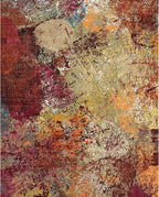 Arbosofe Modern Abstract Rug for Living Room, 8'x10' Washable Area Rug with Non-Slip Backing & Short Pile, Large Carpet with Abstract Pattern for Living Room Bedroom and Dining Floor Carpet Red Orange