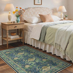 Bavni 4x6 Area Rugs, Floral Machine Washable Rugs for Living Room, Dinning Room, Bedroom, Non Slip Aesthetic Vintage Low Pile Durable Lightweight Farmhouse Rug, Tea Green/Blue