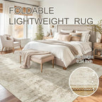 Abstract Rug 8x10 Large Living Room Rugs Neutral Modern Washable Area Rugs for Bedroom Dining Room Non-Slip Stain Resistant Foldable Thin Rug Beige Gray