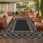 Moroccan Floral Easy Jute Rug 8x10 Outdoor Rug Washable Area Rugs for Living Room Bedroom Non Slip Neutral Farmhouse Indoor Outdoor Carpet for Backyard Patio Office