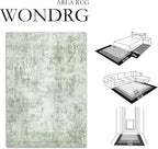 12x15 Washable Area Rug Sage Green Abstract Living Room Bedroom Carpet Neutral Modern Non-Slip Soft Low Pile Lightweight Vacuumable Large Throw Rug for Dining Room