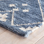 Dash & Albert Kota Indigo Handwoven Wool Rug, 2.5 X 8 Feet, Blue Geometric Pattern