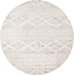 SAFAVIEH Tulum Collection Area Rug - 3' Round, Ivory & Grey, Moroccan Boho Tribal Design, Non-Shedding & Easy to Clean, Ideal for Entryway, Foyer, Accent Space, Bedroom (TUL272A)