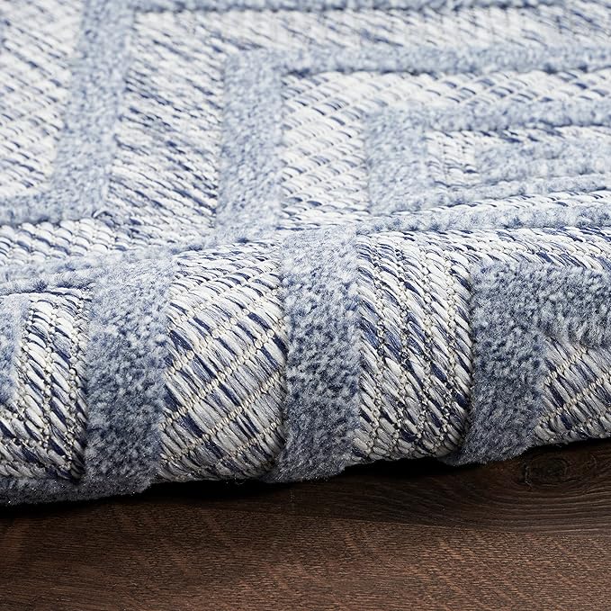 Nourison Home Versatile Denim Blue 5' x 7' Area Rug - Easy Clean, Non Shedding, Bed Room, Living Room, Dining Room, Kitchen (5' x 7')