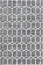 Rugs.com Lattice Trellis Collection Rug – 6' x 9' Gray Low-Pile Rug Perfect for Living Rooms, Large Dining Rooms, Open Floorplans