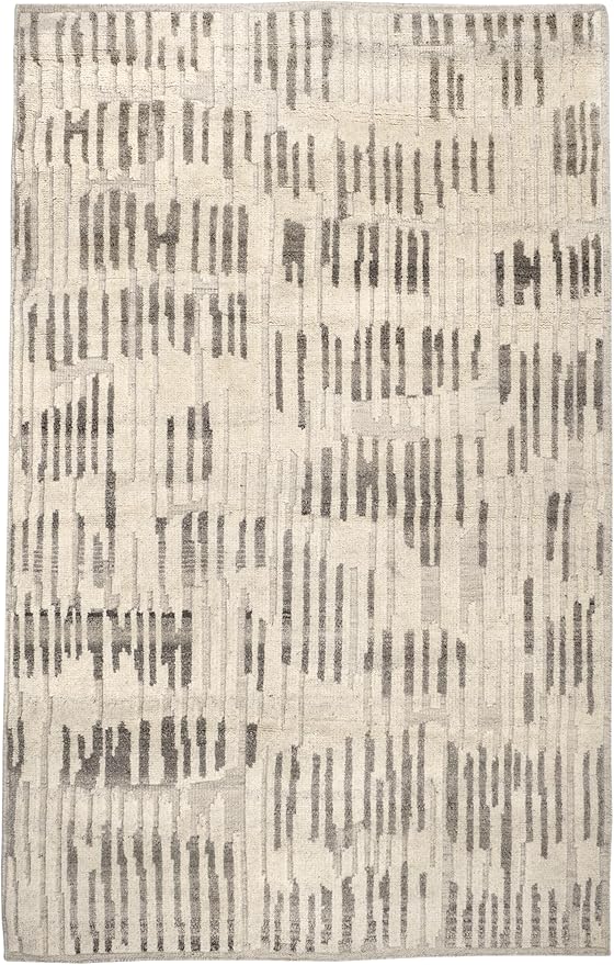 Dash & Albert Hicks Natural Hand Knotted Wool Rug, 7.5 X 9.5 Feet, Ivory Geometric Pattern - Premium Luxury Hotel Quality Soft Breathable Hypoallergenic Machine Washable Easy Care All Season