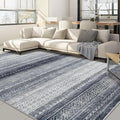Nakagishi Area Rug Living Room Rugs: 7x9 Machine Washable Boho Large Neutral Farmhouse Stain Resistant Moroccan Indoor Floor Carpet for Bedroom Nursery Dorm Classroom Dining Room Home-Blue